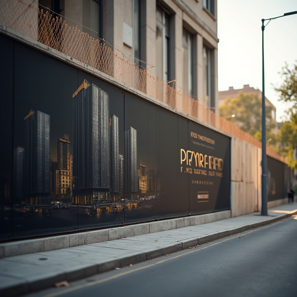 Construction site hoarding and signage design for a development project